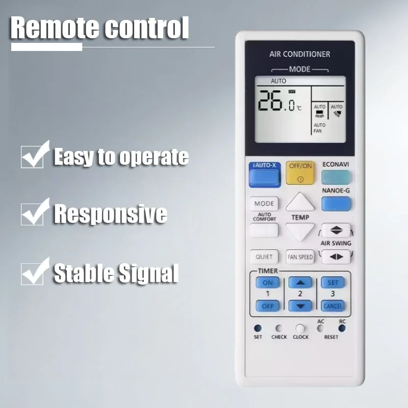 Ergonomic A75C4543 A75C4762 AC Remote, Perfect Replacement for Panasonic CS-S9RKV CS-S12RKV CS-S18RKV CS-S24RKV CS-S28RKV Air