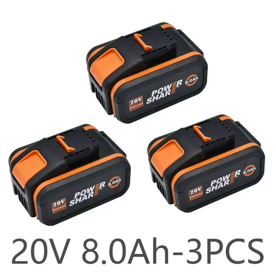 Voor Worx Originele 20V 8.0Ah Lithiumbatterij Oplaadbare WA3553 WA3551 WA3553.1 WA3570 voor Alle WORX Elektrisch en Tuingereedschap