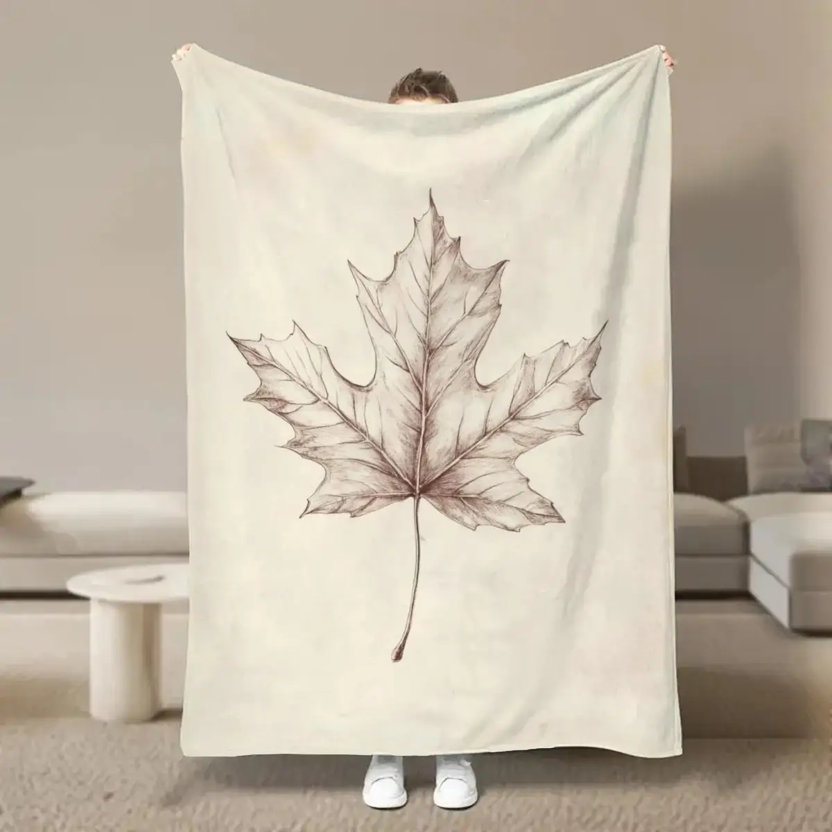 

1 шт. простое одеяло с узором кленового листа, полиэфирная ткань, можно стирать в машине, подходит для украшения спальни и гостиной.