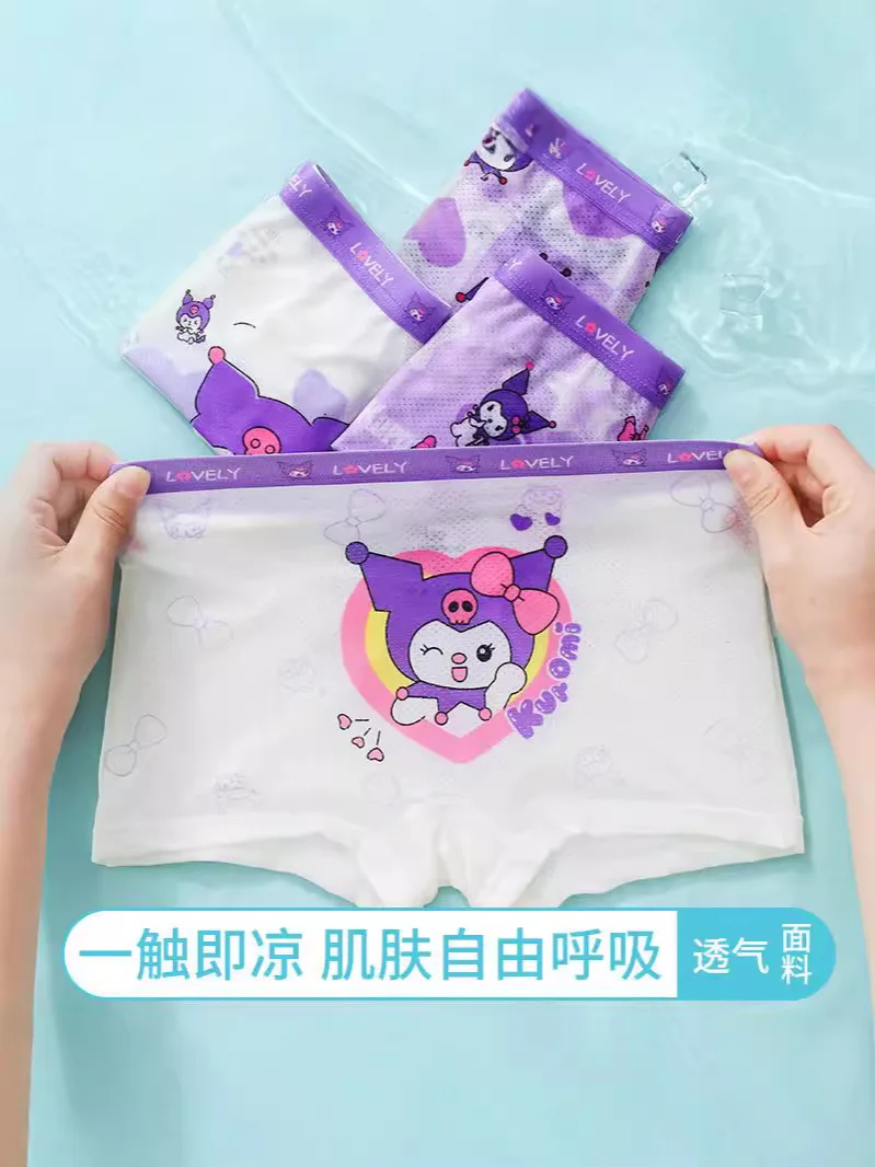 

4Pcs Kawaii Sanrio Kids Underpants Hello Kitty Kuromi Cute Anime Boxer Pants Soft Breathable Underwear Shorts Summer Girl Gift