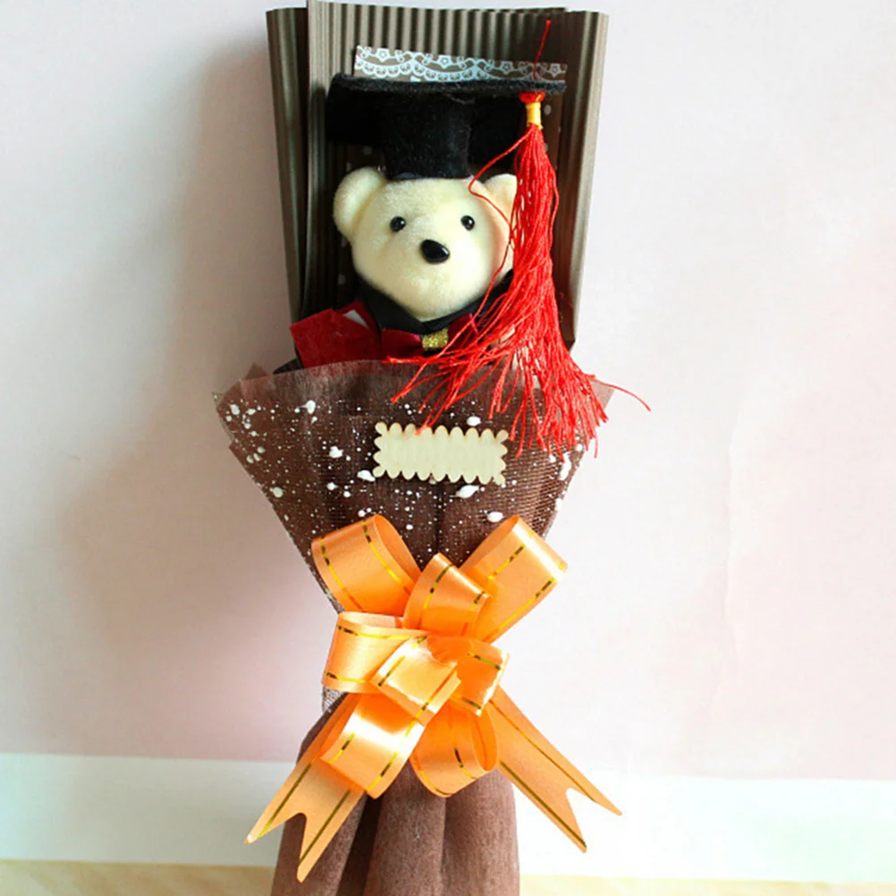 8 Uds temporada de graduación Dr Bear dibujos animados DIY muñecas juguete flor de peluche suministros decorativos fiesta para ramo regalo