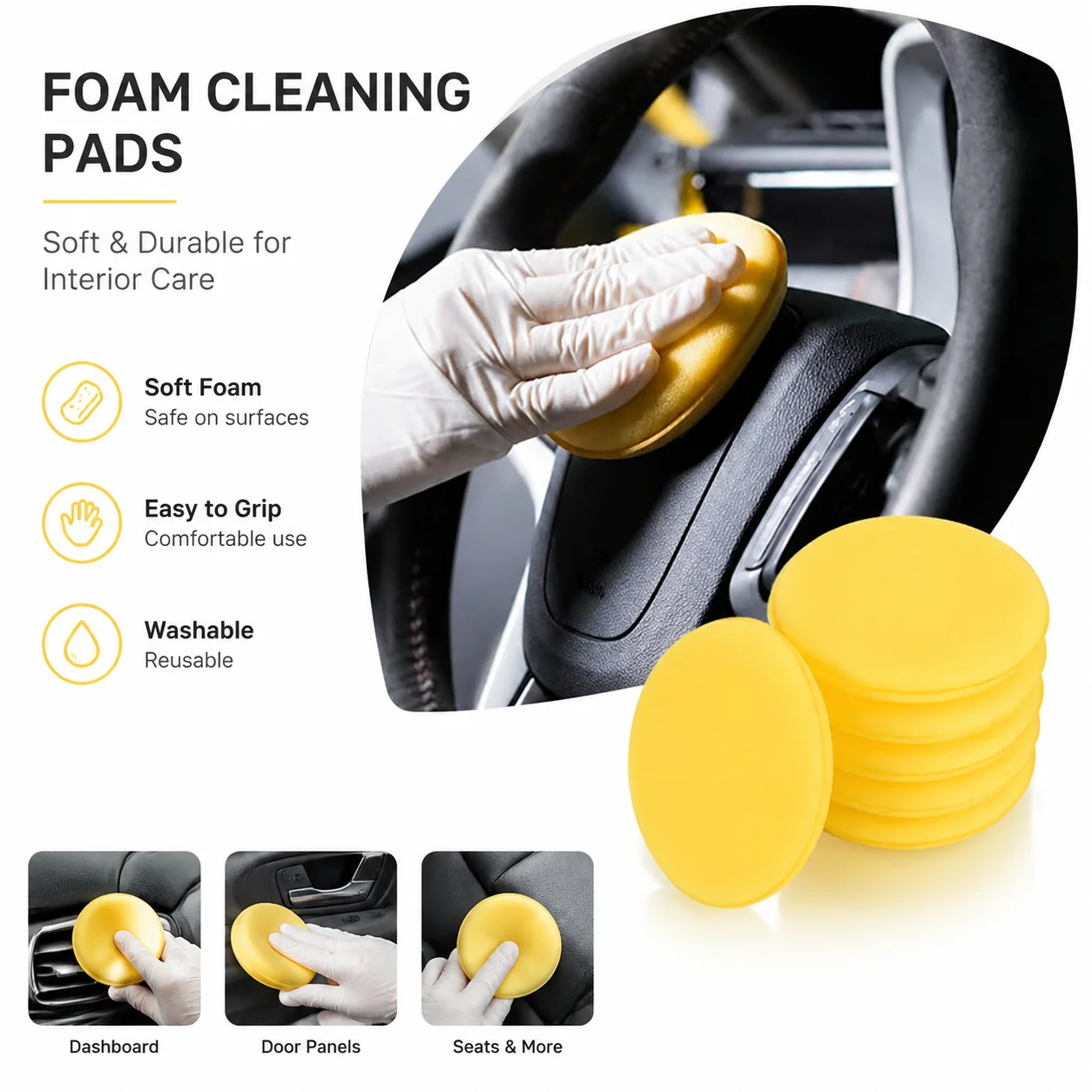 Automotive Detailing Foam Sponge Pack of 12, Multi-Grade Polishing Pads, Vehicle Waxing & Scratch Repair Hand Tools