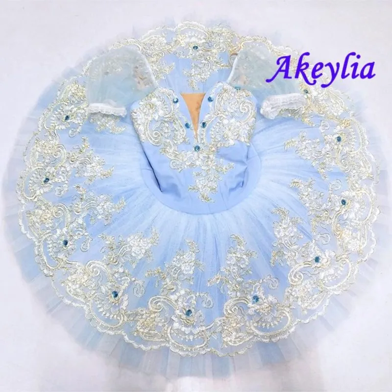 Sky blue Ballet tutu sleeping Beauty pancake tutu Fairy Doll lilac pre-professional stage costumes short sleeve women BLST20031D