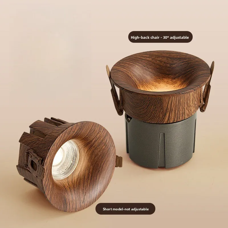 Embedded Tube Ceiling Lights Spotlight Wabi Sabi Style Retro Walnut Color Antique Style Eye Protection Home Foyer Ceiling Lamps