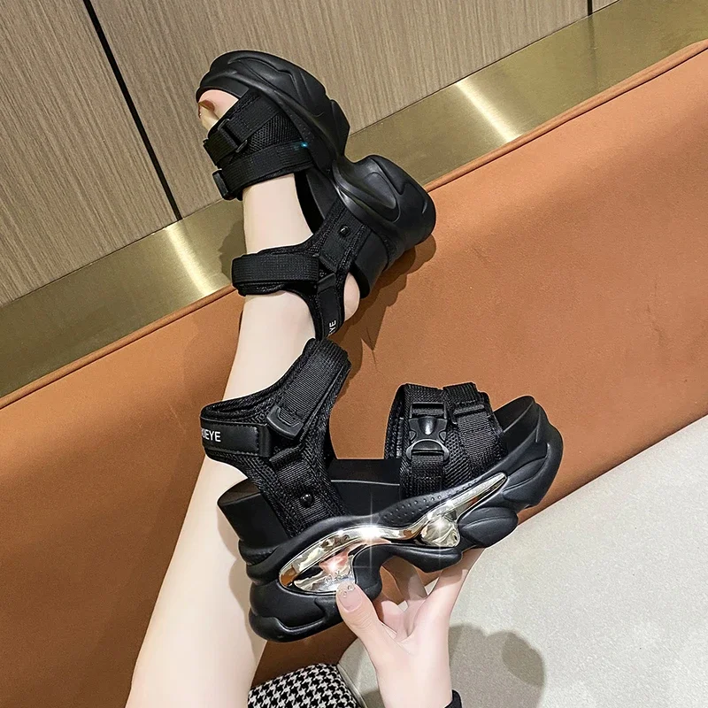 Fashion Summer Women Sandals Peep-toe Wedge Platform Sneakers Woman 10CM Heels Thick Bottom Sandal New Casual Beach Flip Flops