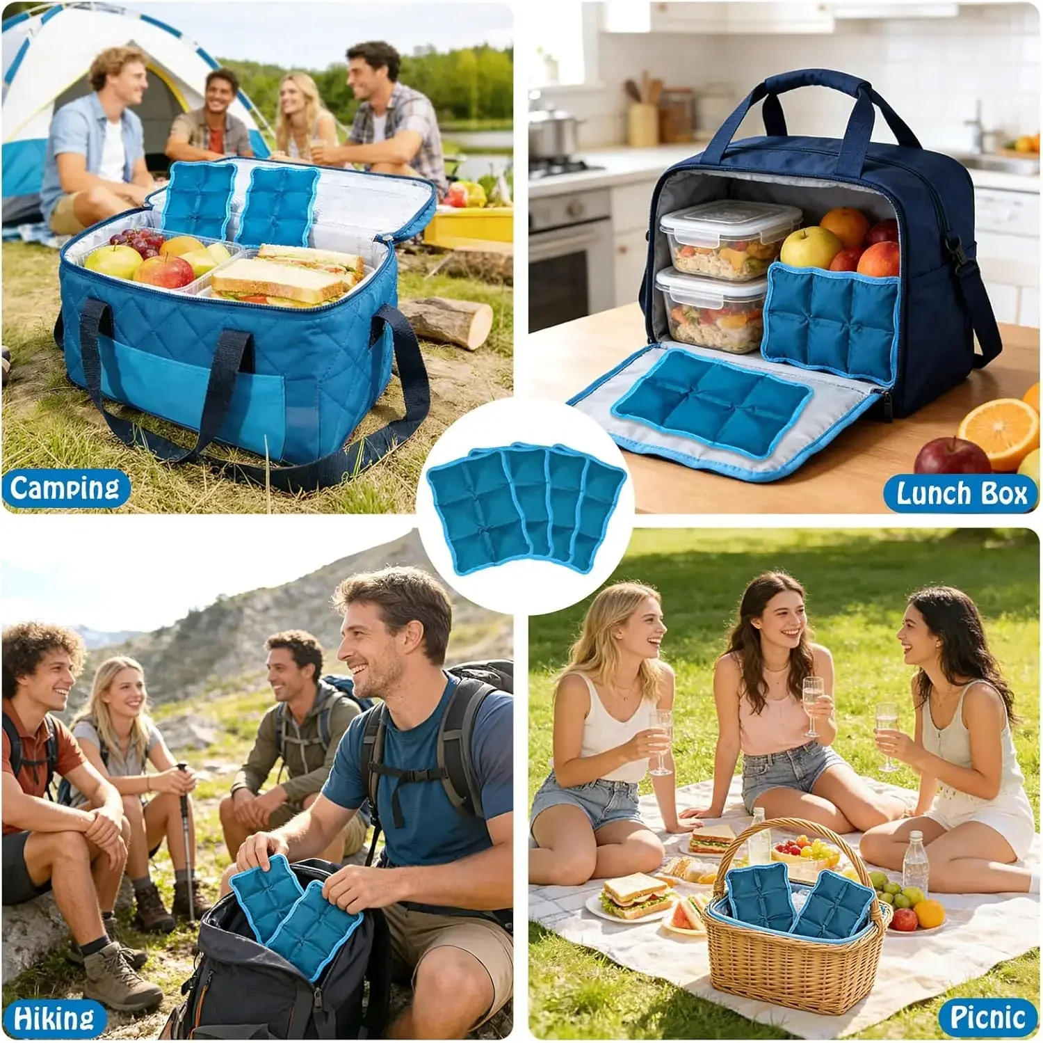 Lunchbox-Kühlpacks, langanhaltende Kältegelbeutel, wiederverwendbare, gefrierbare Eisgelpacks für Reisen, Wandern, Strand, Camping, Sport – Detail 3