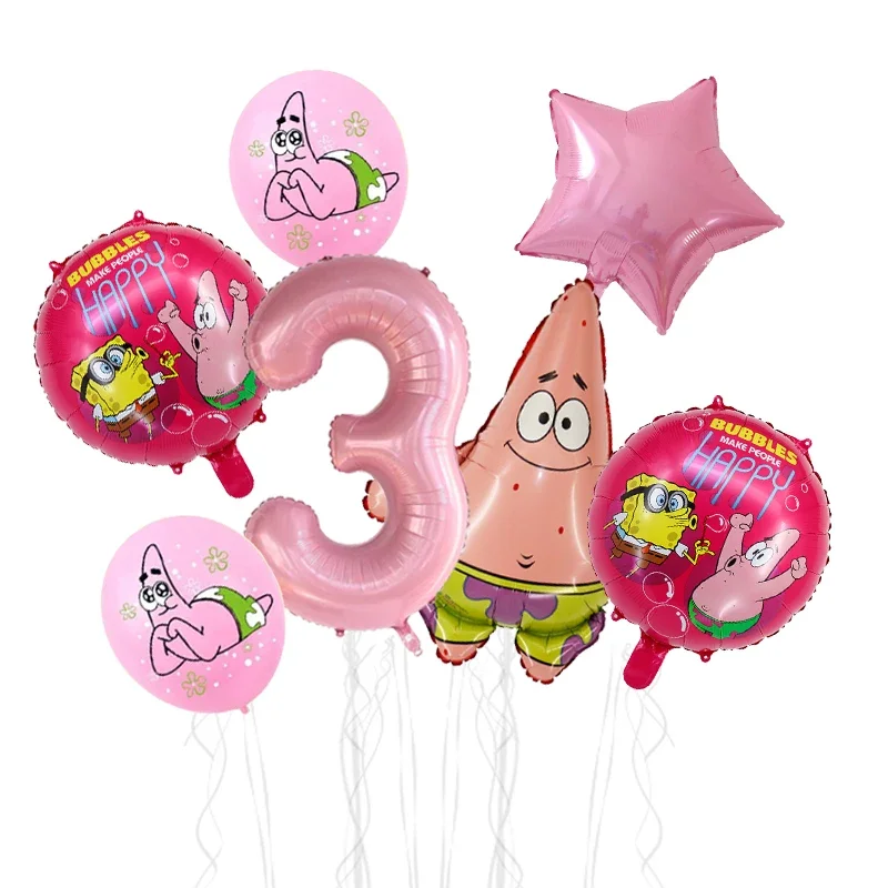 7-teiliges SpongeBob Schwammkopf Ballonset Geburtstagsparty Luftballons Heliumballons Junge Mädchen Babyparty Partyzubehör – Detail 3