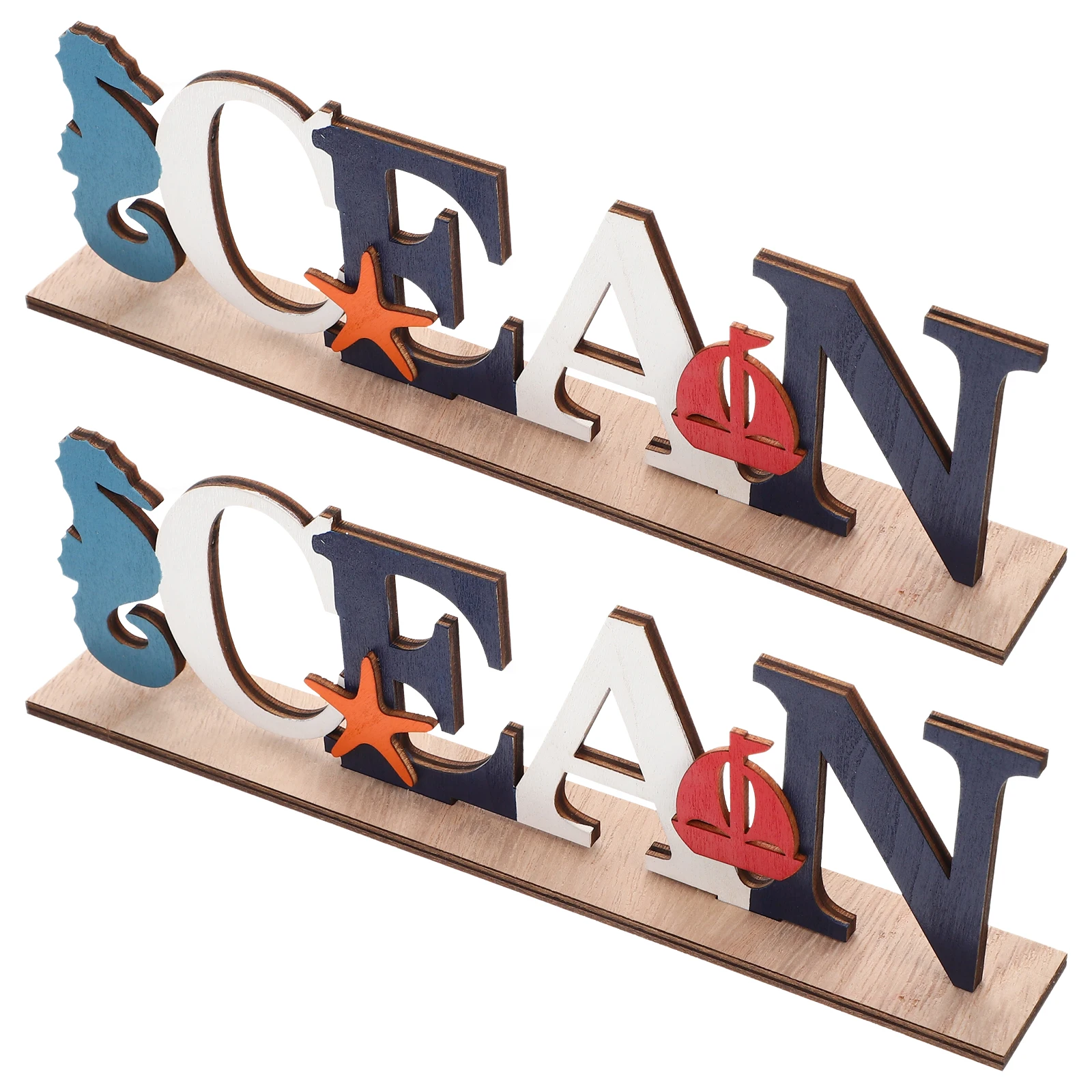 

2pcs Wooden Letter Ornaments Simple Design Decorative Rustic Style Alphabet Desktop Accessories Home Party