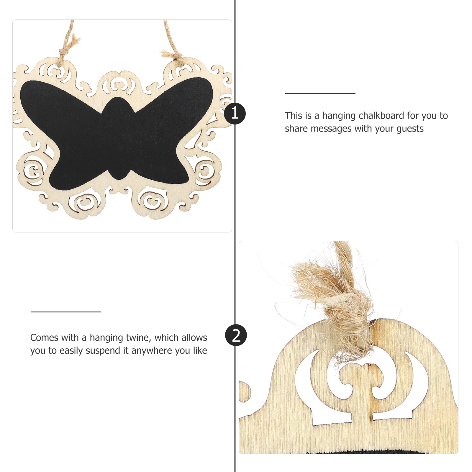 4 Pcs 10x15cm Hollow Edge Mini Blackboard Erasable Reusable Chalkboard Hanging Memo Sign Decor Wall Home Office