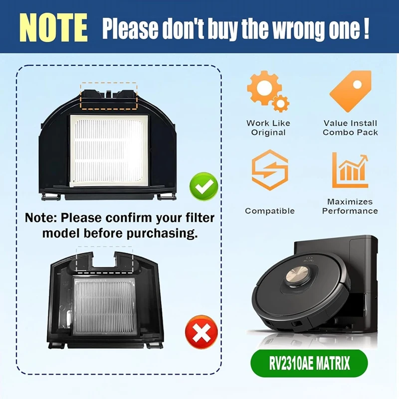 Replacement Parts For Shark AV2310AE/RV2310AE/RV2300S Matrix Robot Vacuum Cleaner Parts Main Side Brush HEPA Filters