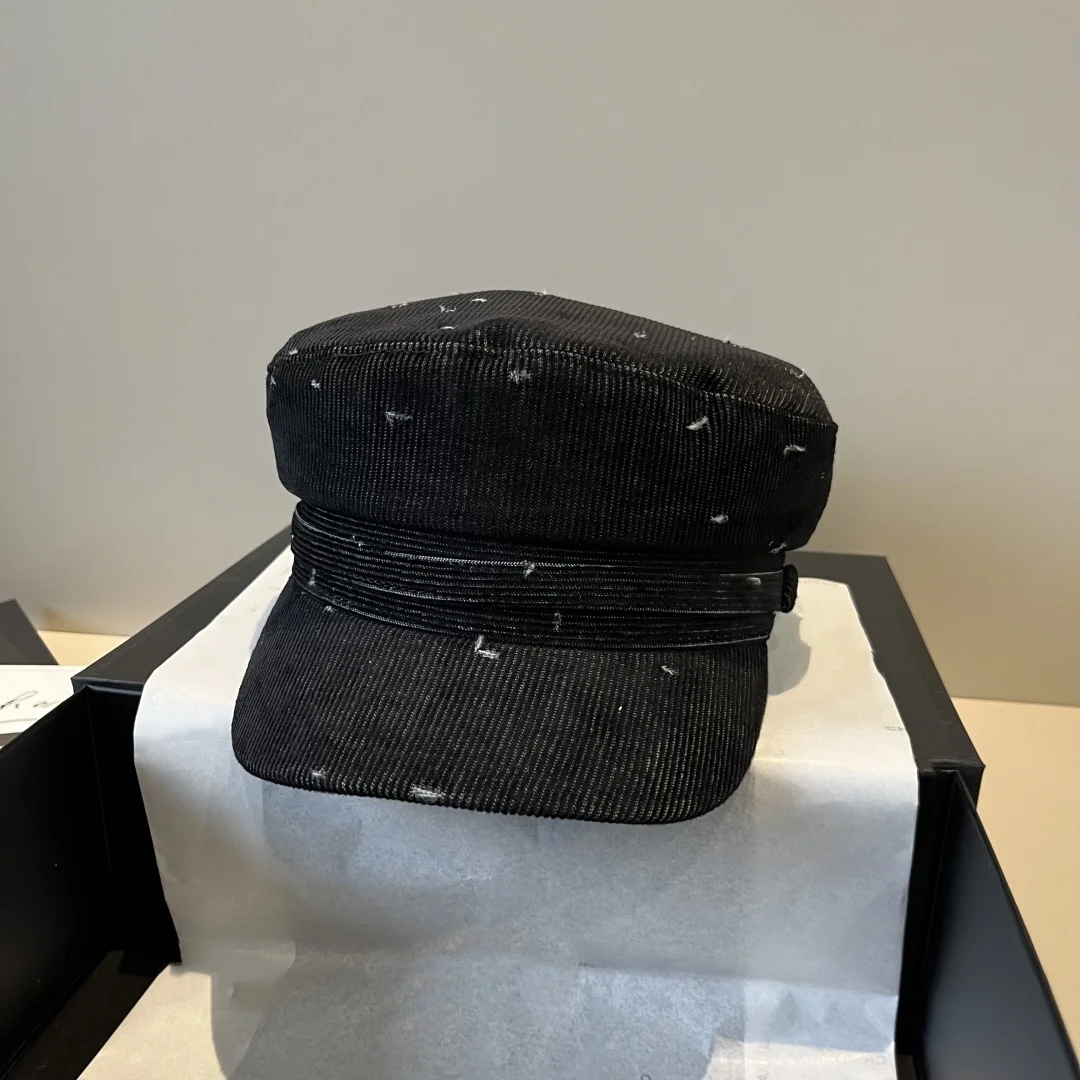

Military Style Cap with Ribbon Detail Chic Gift High Quality Headwear for Casual Outings Street Fashion Women’s Accessory
