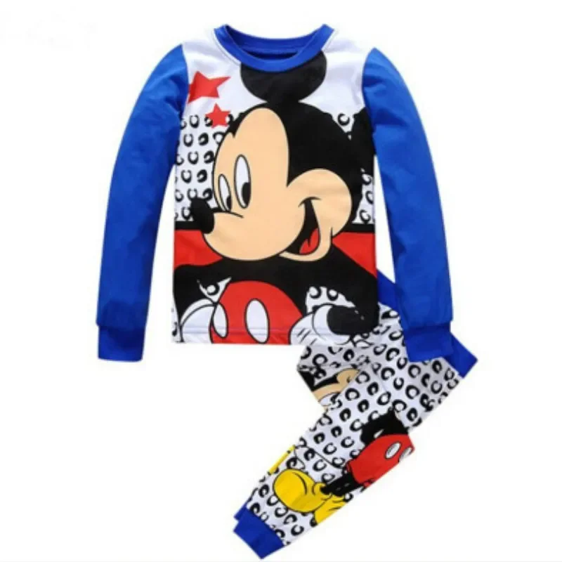 Disney Spring Autumn Children\'s Clothing Sets Minnie Girl Boy Sleepwear Kid Pajamas Set Baby Girls Cotton Mickey Cartoon Pyjamas