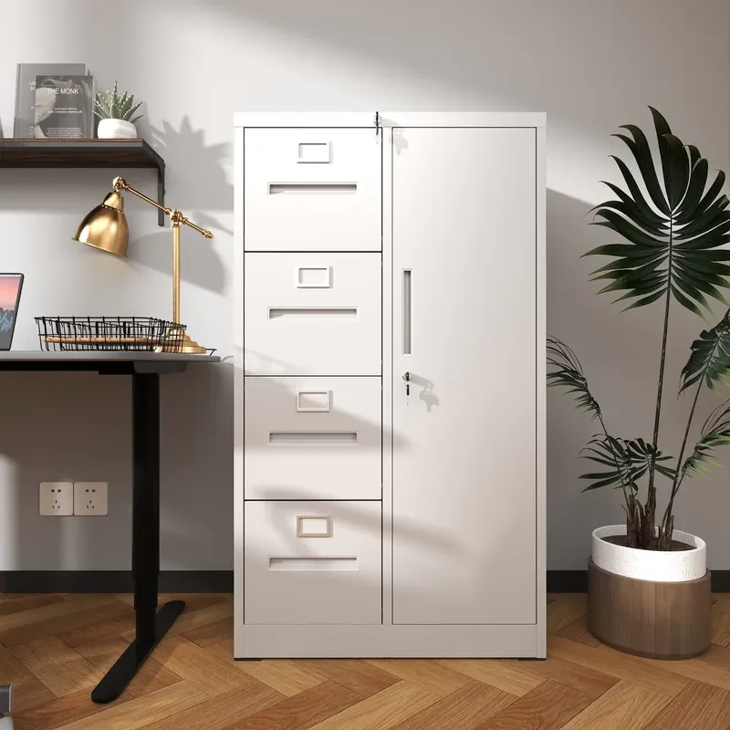Minimalist White 4-Drawer Vertical Steel File Cabinet Metal Office Filing System for Home Office and Workshop