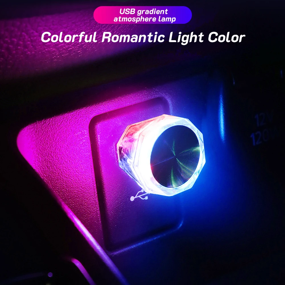 Electronic Car LED Ambient Light Mini Colorful Auto Atmosphere Light With USB Charging Lighting Gradient Car Interior Accessory