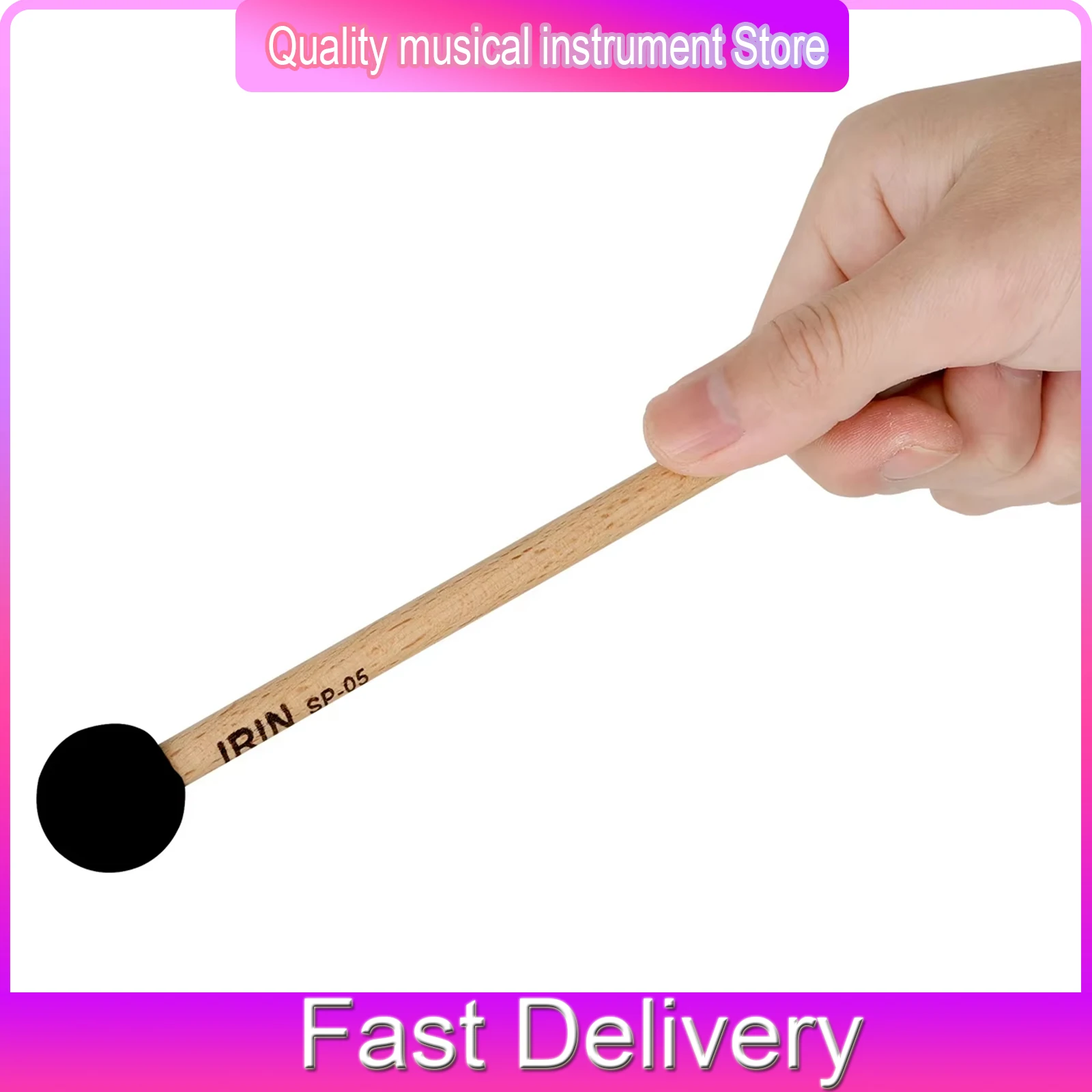 IRIN Drumstick Beech Handle Drumsticks Small Size Performance Rubber Header Practice Percussion Music Instruments Parts ﻿
