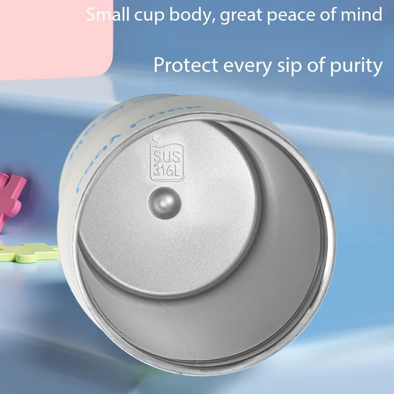 New high-looking 316 stainless steel straw cup, portable carry ring coffee thermos cup, outdoor portable double drinking cup