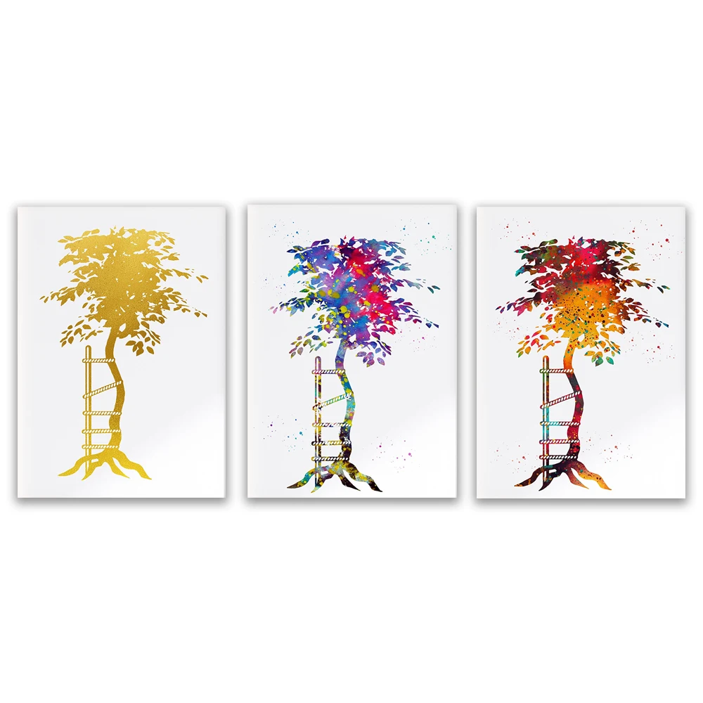 Crooked tree symbol orthopedic surgery biology poster medical watercolor canvas print picture