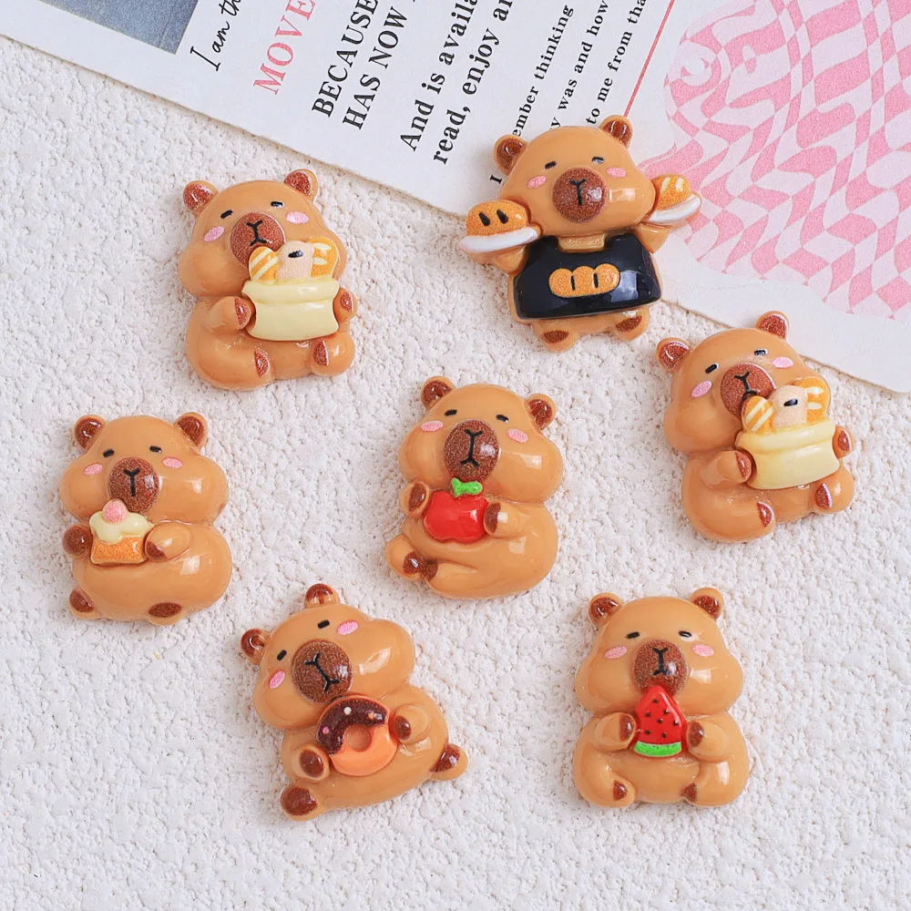 

Cute Cartoon Capybara Animal Resin Cabochon 20pcs Resin Flatback for DIY Decoration Accessories Wholesale Ornament Bulk Supplier