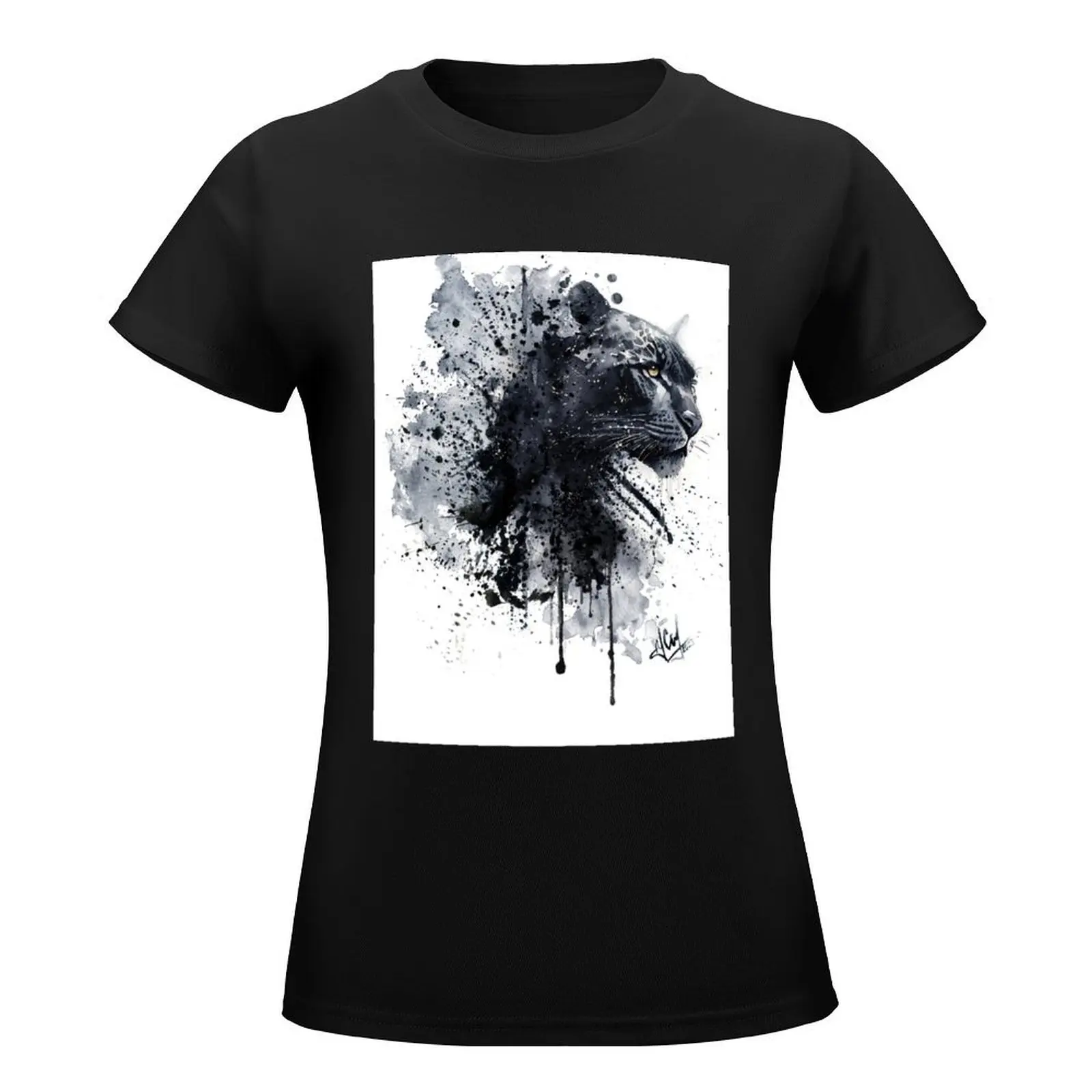 Panther watercolor painting T-Shirt quick-drying Blouse summer clothes sports fans T-shirts for Women