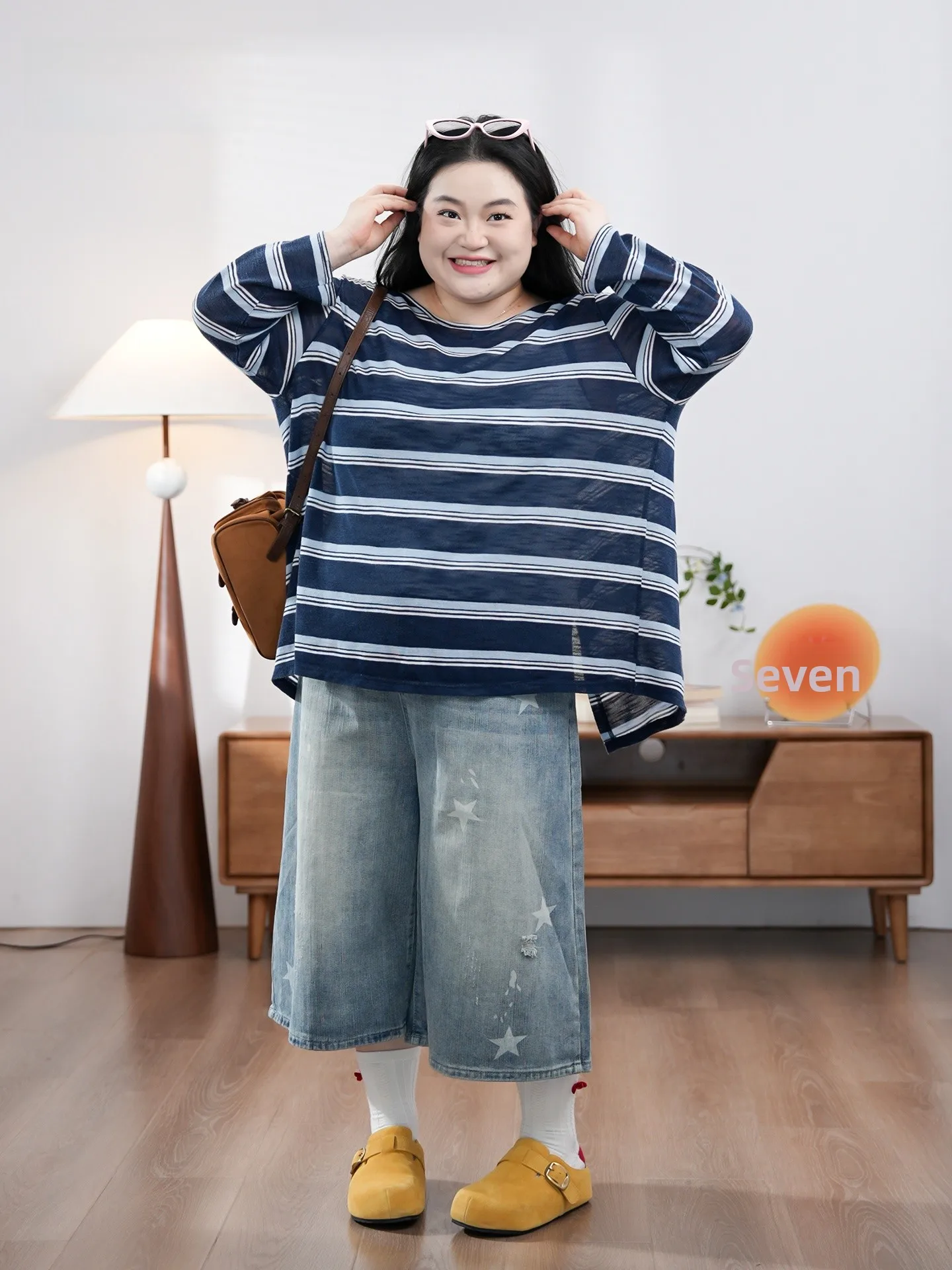 

Casual Striped Cover up irt Ba Slit Versatile plus Size Women's Long Sve Knitted Sweater Daily Wear Regular Fit