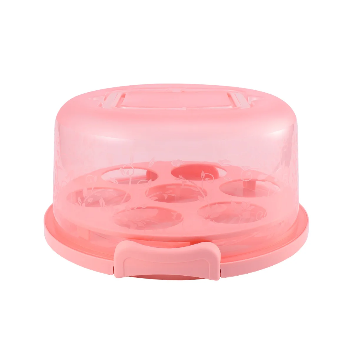 

Cake Box Pink Transparent Food Storage Case With Handle Sealing Buckle For Bakery Cake Packaging Boxes Crisper Container Party