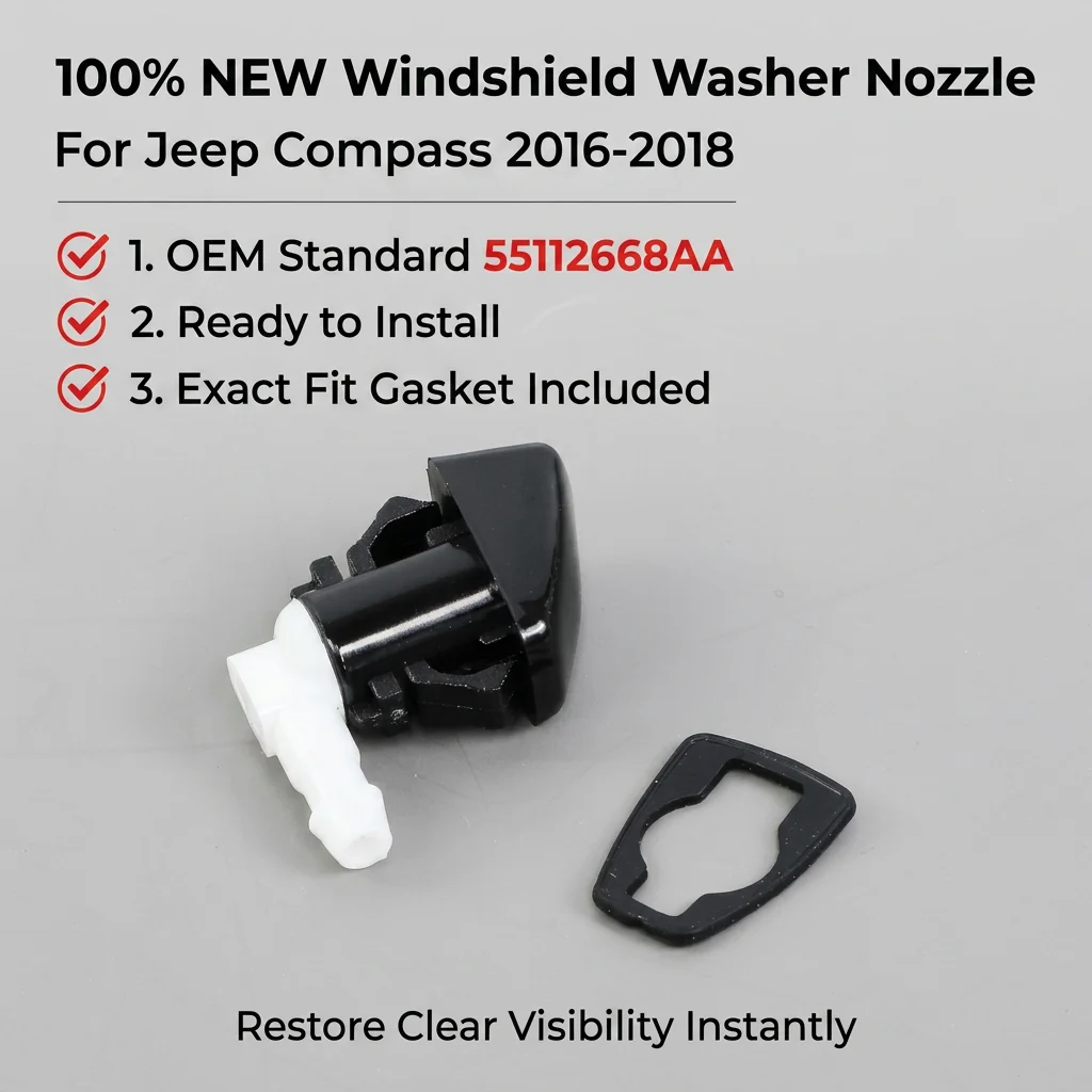 

Windscreen Wipers Nozzles For Jeep Compass 2016-2018 55112668AA Front Windscreen Window Water Wiper Washers Jet Spray Nozzle