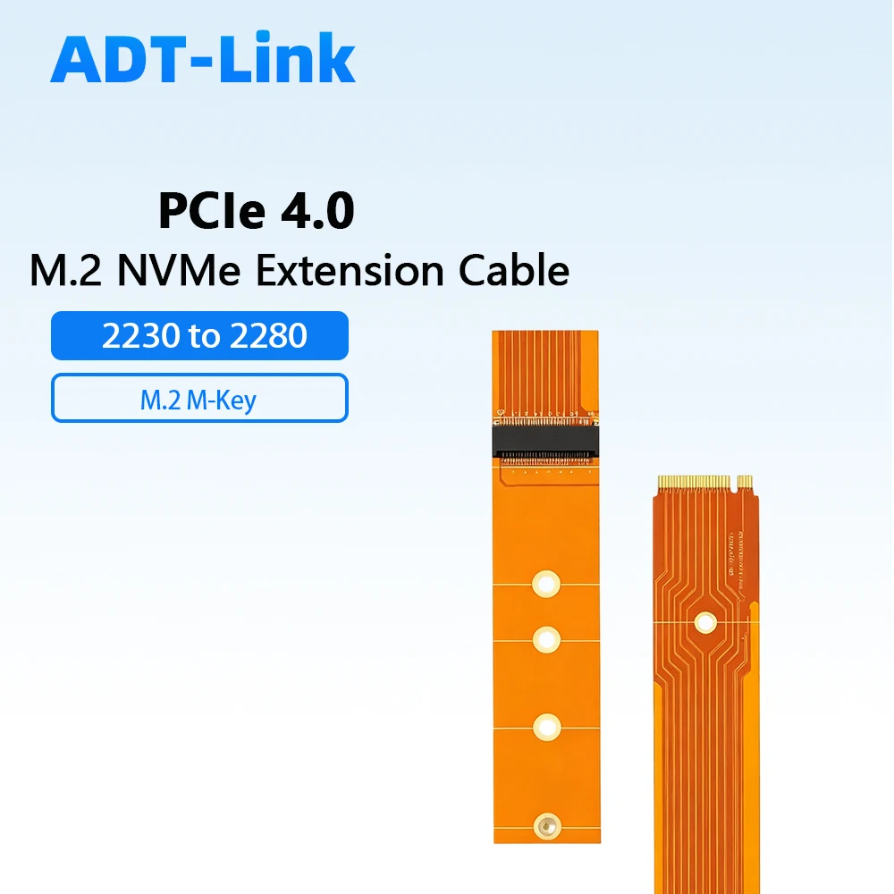 M.2 NVMe PCIe 4.0 Extension Cable M-Key NGFF SSD Riser Cable 2230 To 2280 Flexible FPC Ribbon Adapter for NVMe SSD