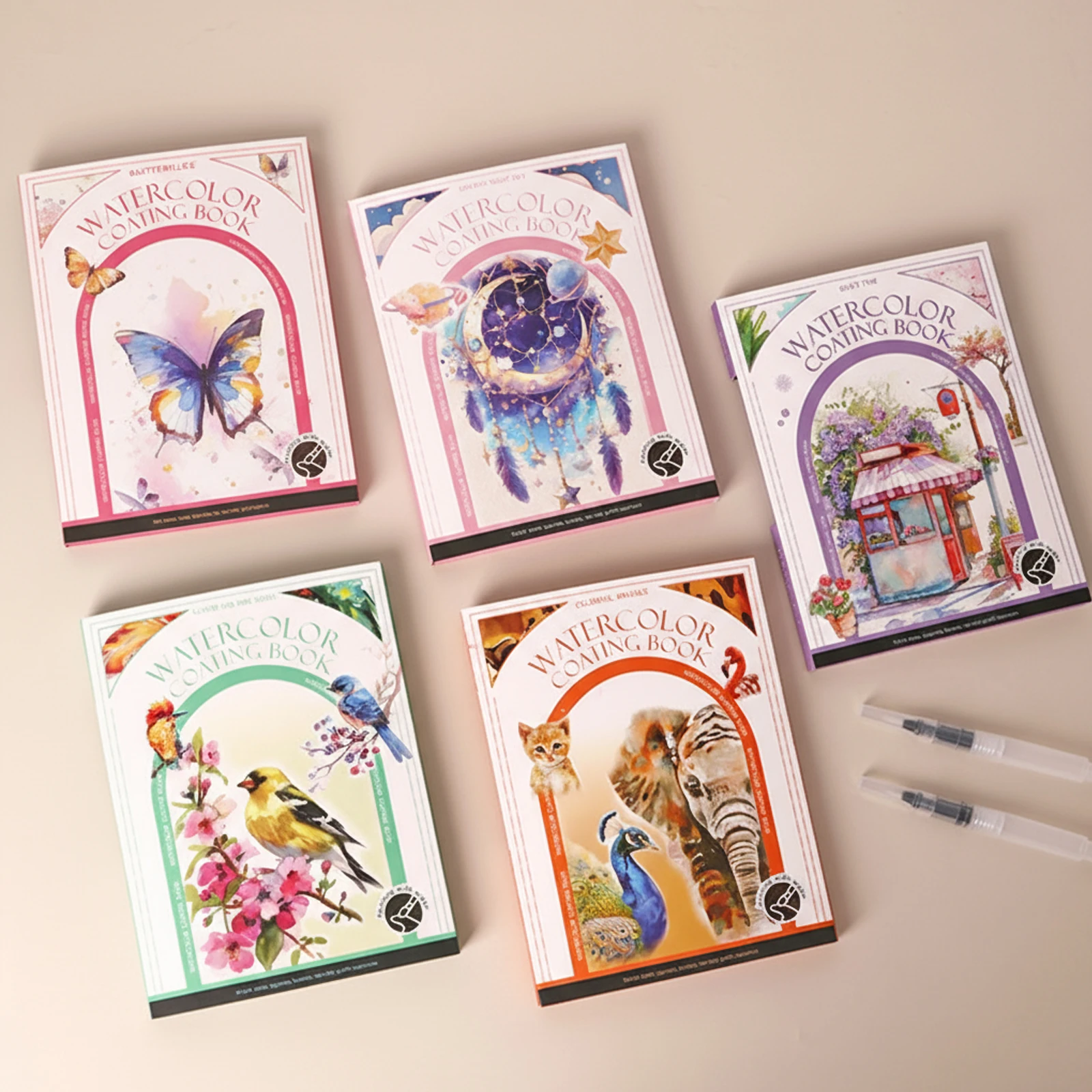 Watercolor Coloring Book with 12 Colors Paint Cakes and Brush Watercolor Workbook for Adults Beginners Art Supplies