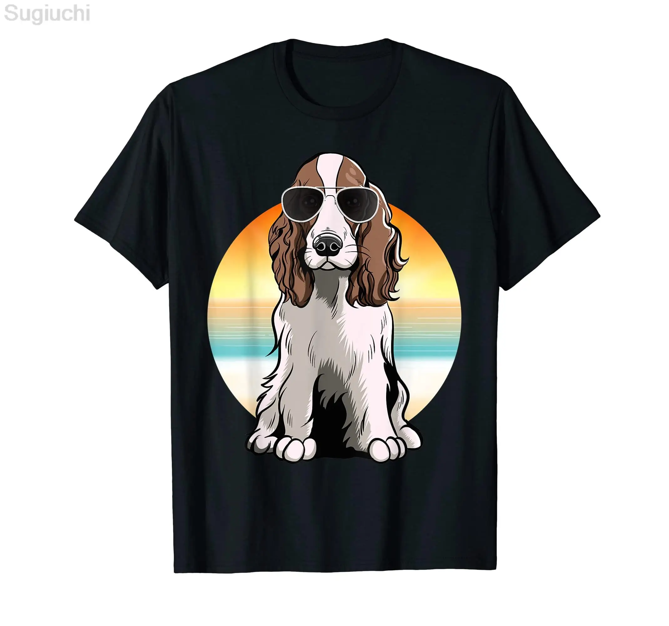 English Springer Spaniel Dog Lover T-Shirt 100% Cotton Men Women Unisex Hip Hop T Shirts For Gift Size XS-5XL