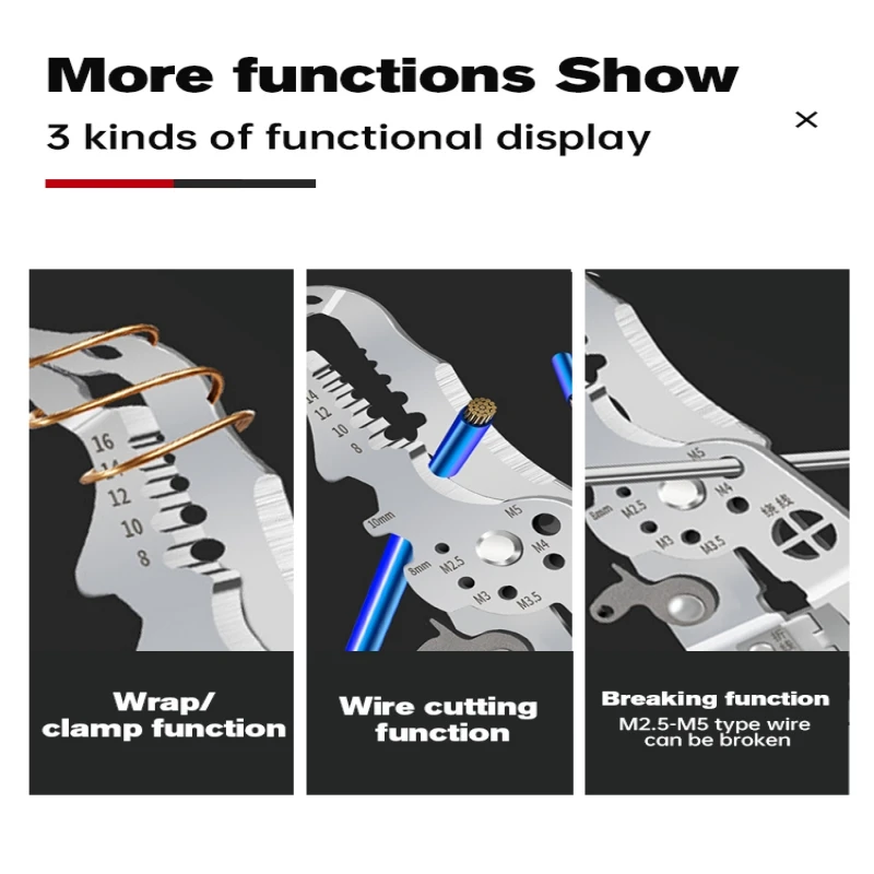 Imagem -06 - Multi-function Professional Elbow Wire Stripper Alicate Ferramenta de Crimpagem Eletricista Wire Crimping Cutter Fiação Tesoura Ferramenta de Mão