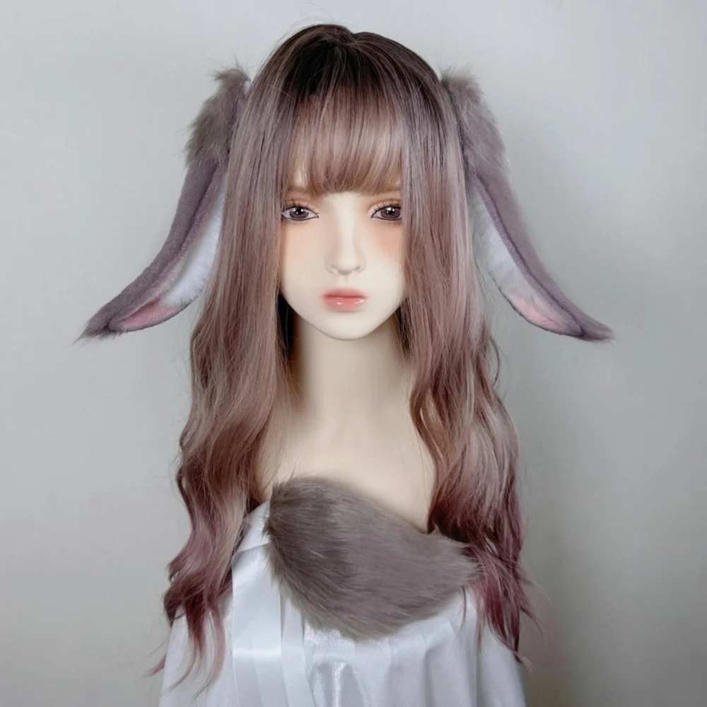MMGG Ashes Of The Kingdom Yankee  White Drooping Ear Rabbit Brown Cos Pure Handmade Animal Ear  Kc Hair Band  Cute view 4