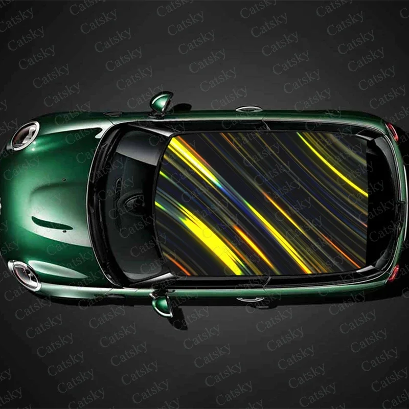 

Hyper Realistic Stripe Car Roof Sticker Wrap Racing SUV Accessories Packaging Painted PVC Custom Car Graphic Decal