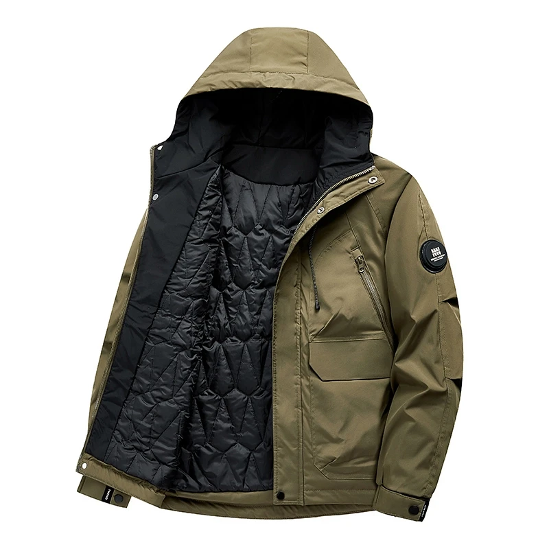 

Outdoor Casual Hooded Overcoat Parkas Clothes Men Casual Winter Men Jacket Coat Brand Windproof Outwear Hat Parkas Jacket Male