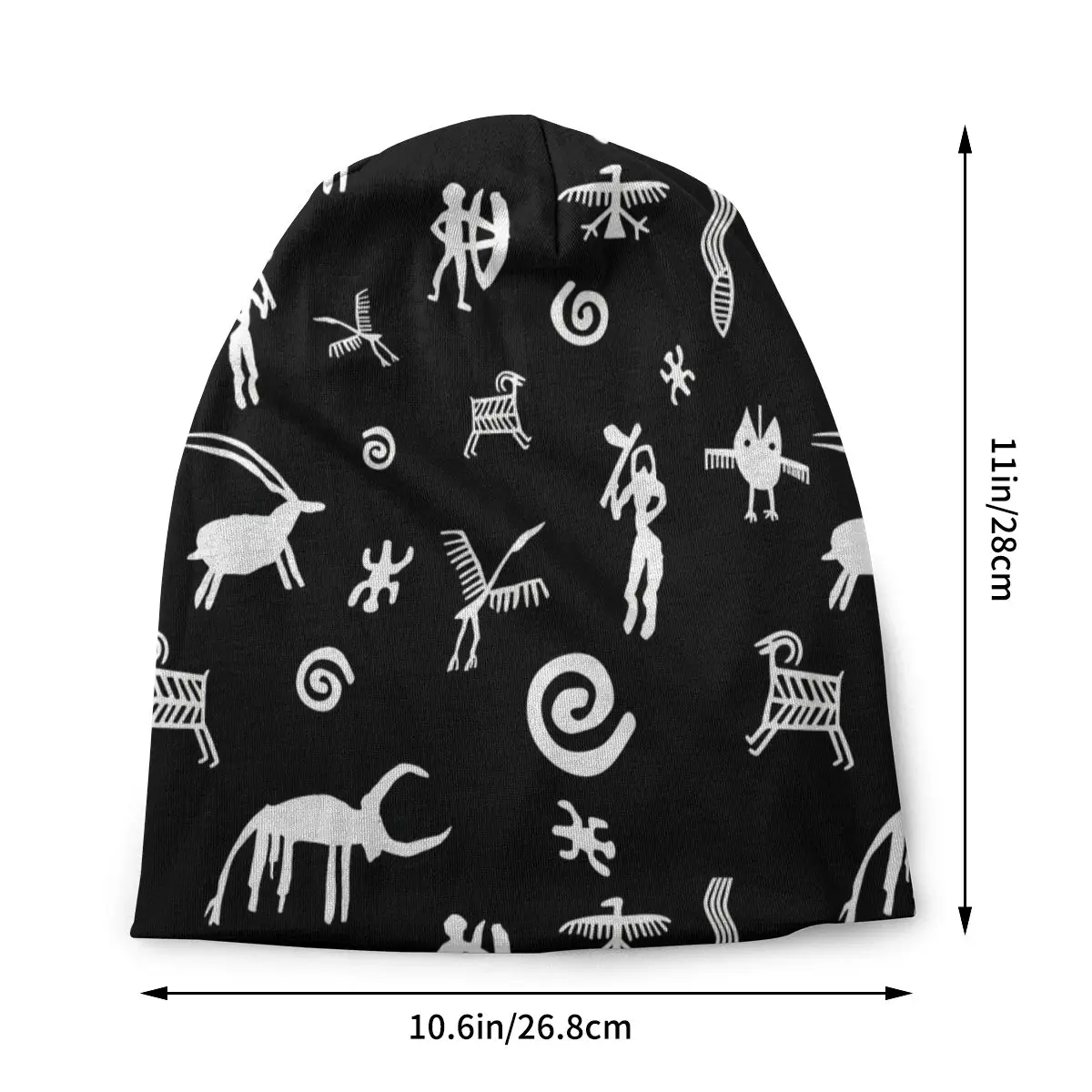 Kokopelli Hopi Skullies Beanies Outdoor Hats Petroglyph Pattern Black Background Thin Bonnet Hipster Caps Men Women's Earmuffs