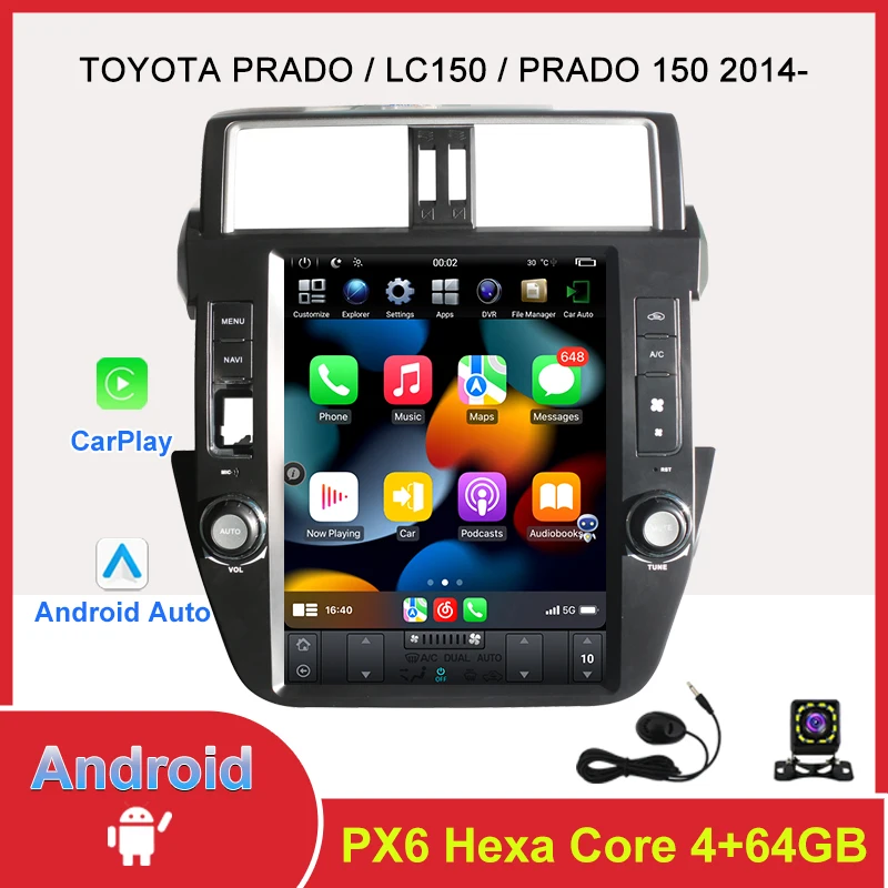 

Автомагнитола Android для TOYOTA PRADO/LC150/PRADO 150 2014-12,1 дюймов экран Авторадио стереоприемник беспроводной Carplay GPS навигация