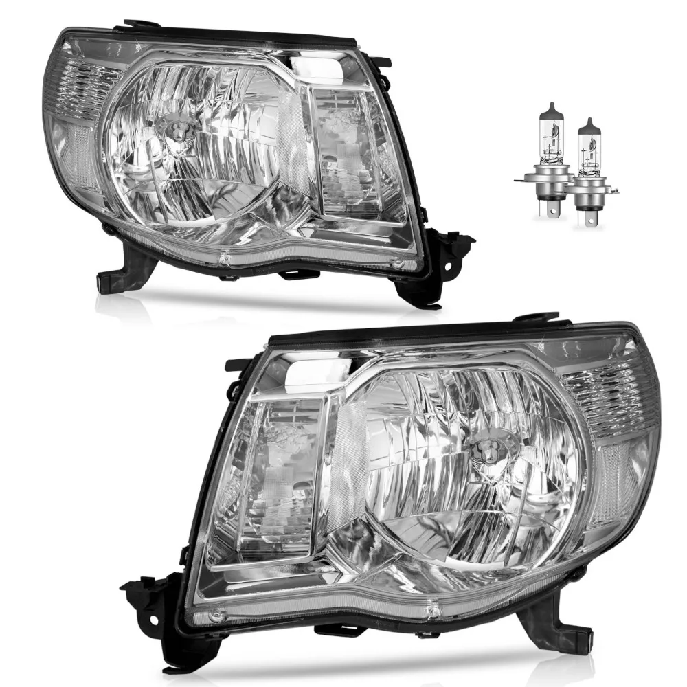 

Pair Headlights with Bulbs For 2005-2011 Toyota Tacoma Chrome Headlamps
