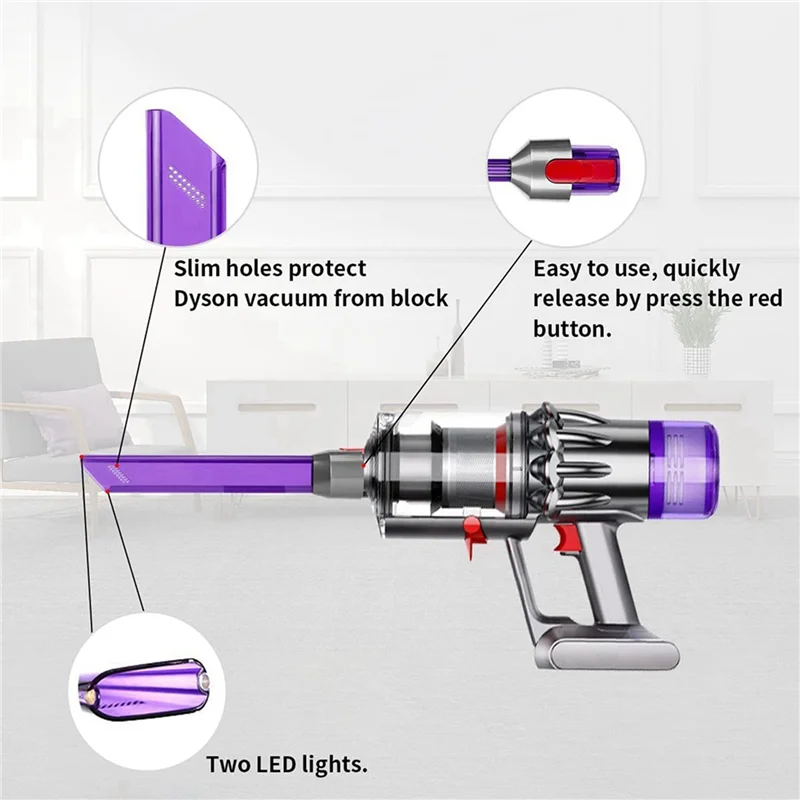 A20M 2X QUICK RELEASE เครื่องมือรอยแยกหัวฉีดแปรง,LED Light สําหรับ Dyson V7 V8 V10 V11 แคบ Slit หัวฉีดพื้นที่ดูดหัว