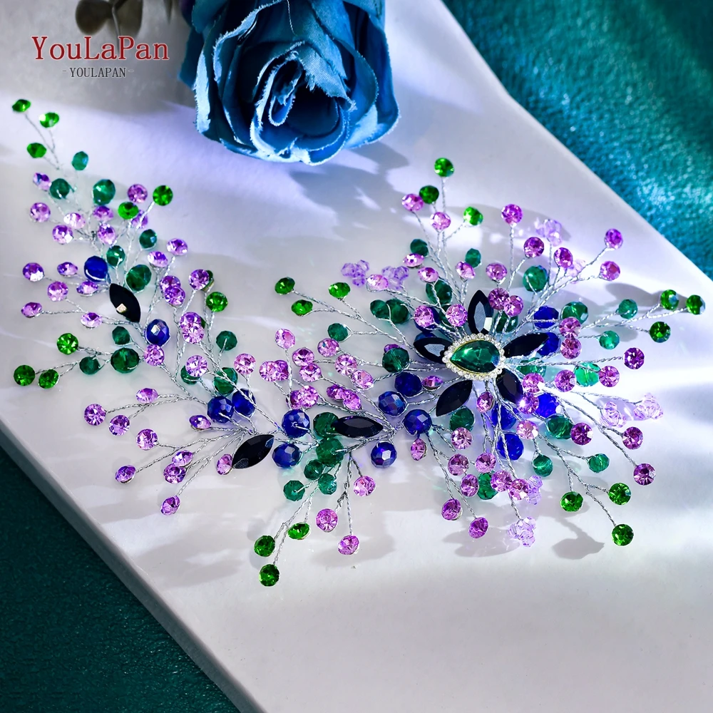 YouLaPan свадебная повязка на голову с кристаллами и стразами, повязка для волос ручной работы, роскошные украшения для волос, тиара, красивый головной убор невесты HP892