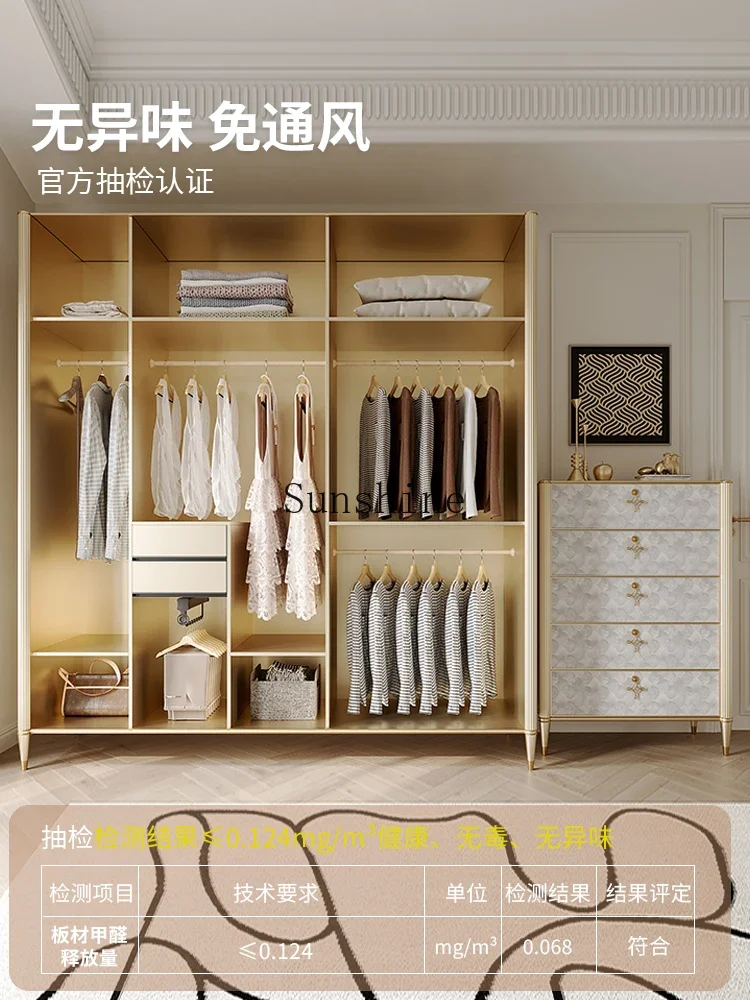 All solid wood wardrobe bedroom shell wind swing door light luxury advanced large and small apartment cabinet  FT