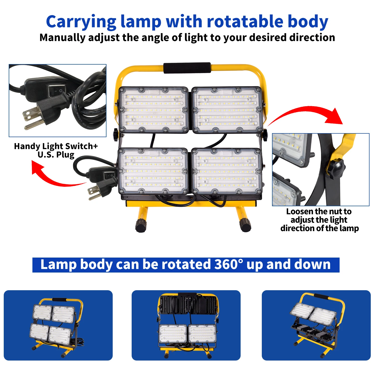 LED Rechargeable Portable Work Light  Waterproof outdoor light led flood light Camping Lamp