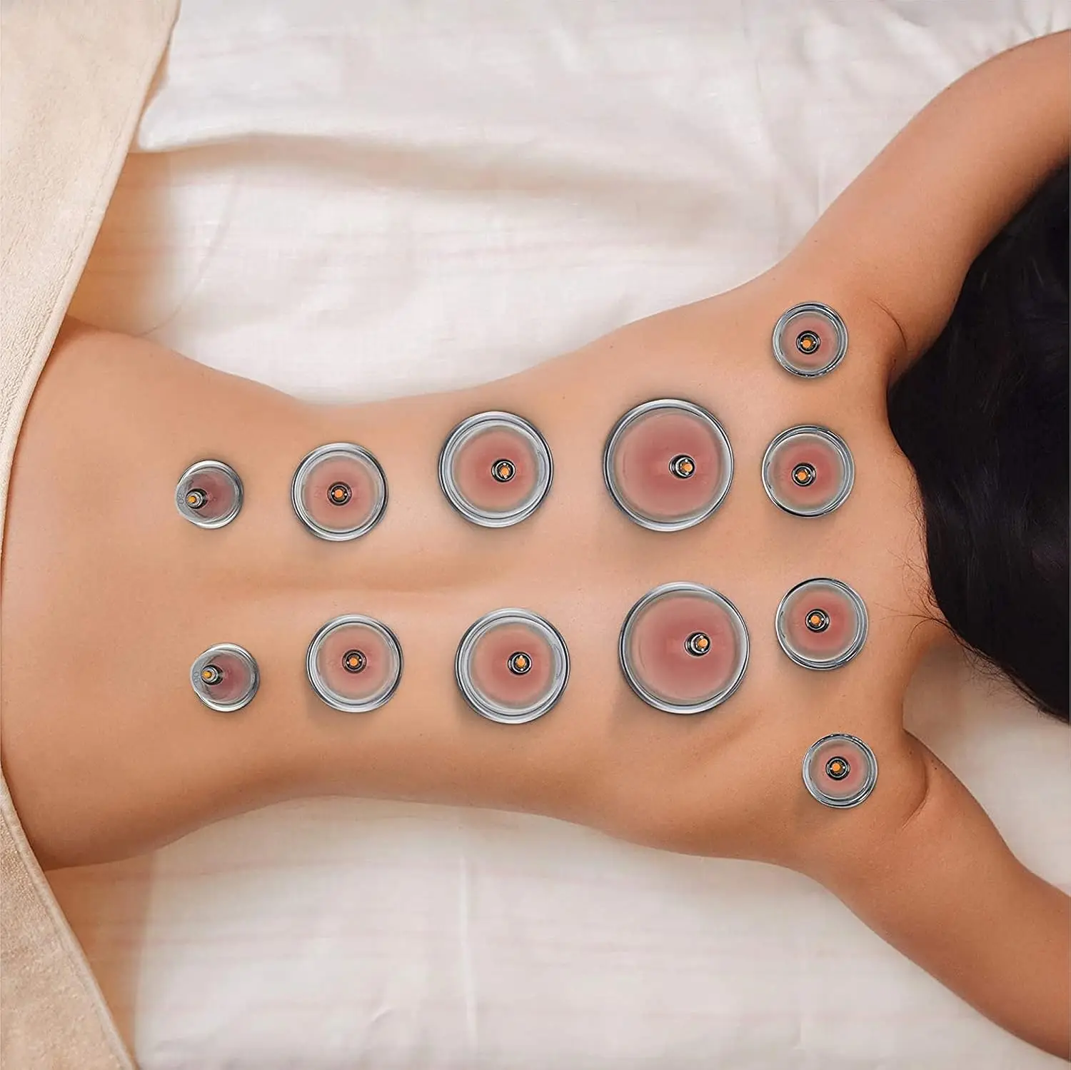 32 Cans Back Vacuum Cupping Device Set Professional Suction Cup Massage Meridian Dredge Vacuum Suction Treatment Cupping Device