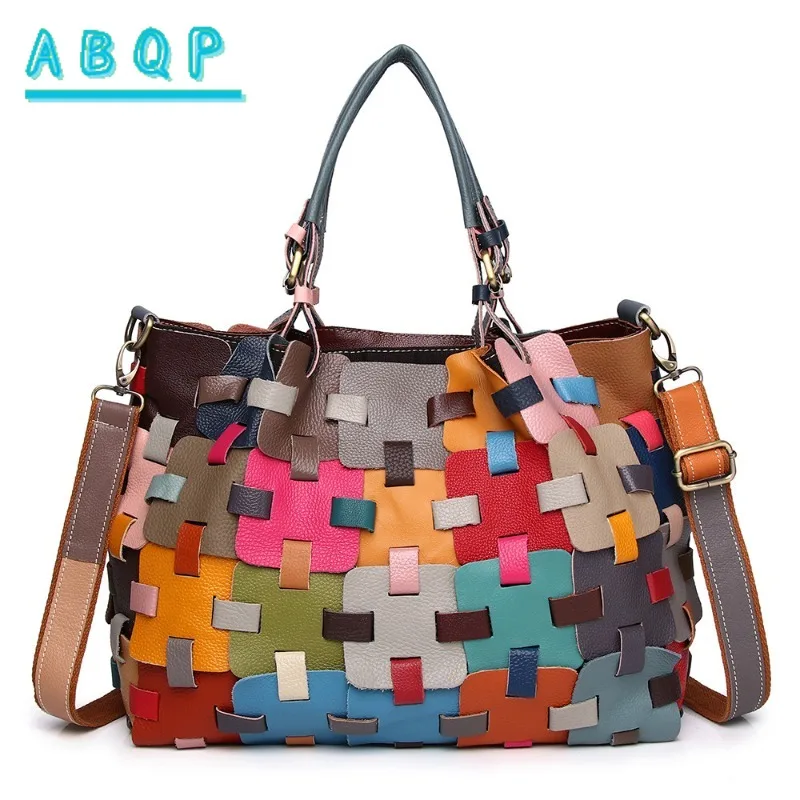 

ABQP New Women's Shoulder Bag Splicing Color Fashion Women's Shoulder Messenger Bag Luxury Brand Women's Bag Large Capacity