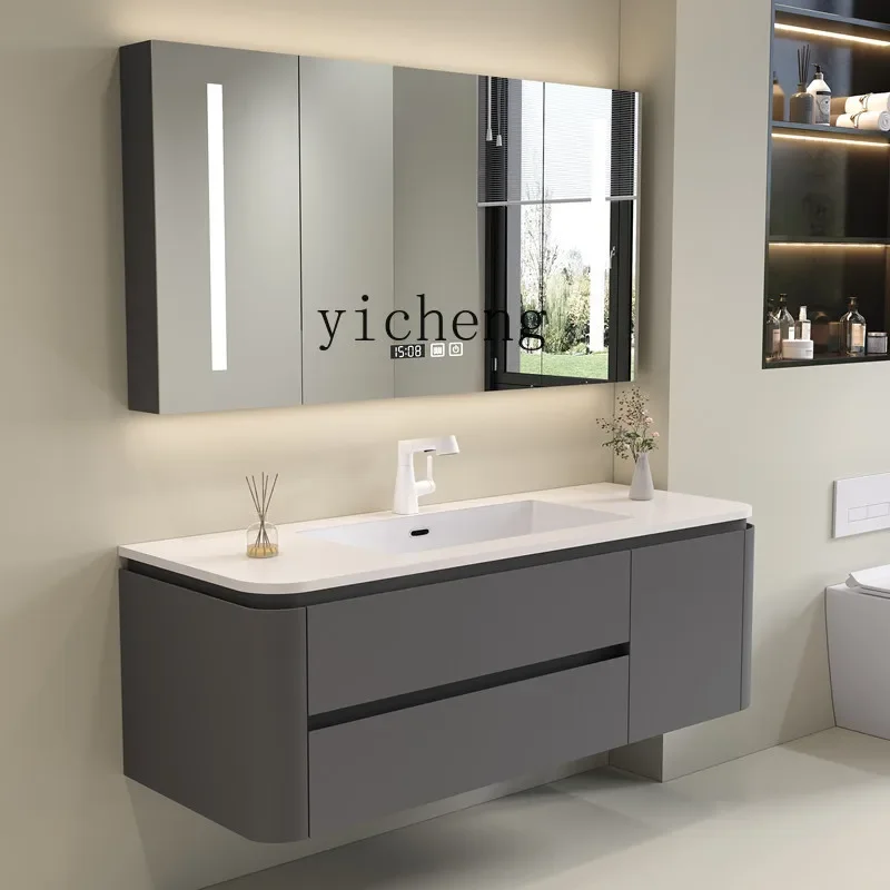 

Oak Bathroom Cabinet Combination Modern Slate Seamless Basin Toilet Washbasin Washstand