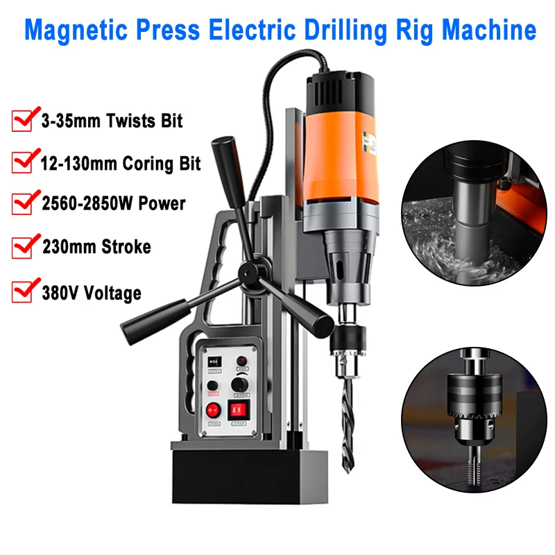 

TN35RE TN42RE TN52RE Magnetic Drill Press Electric Bench Drilling Rig Machine Stroke 230mm For Engineering Steel Structure 380V