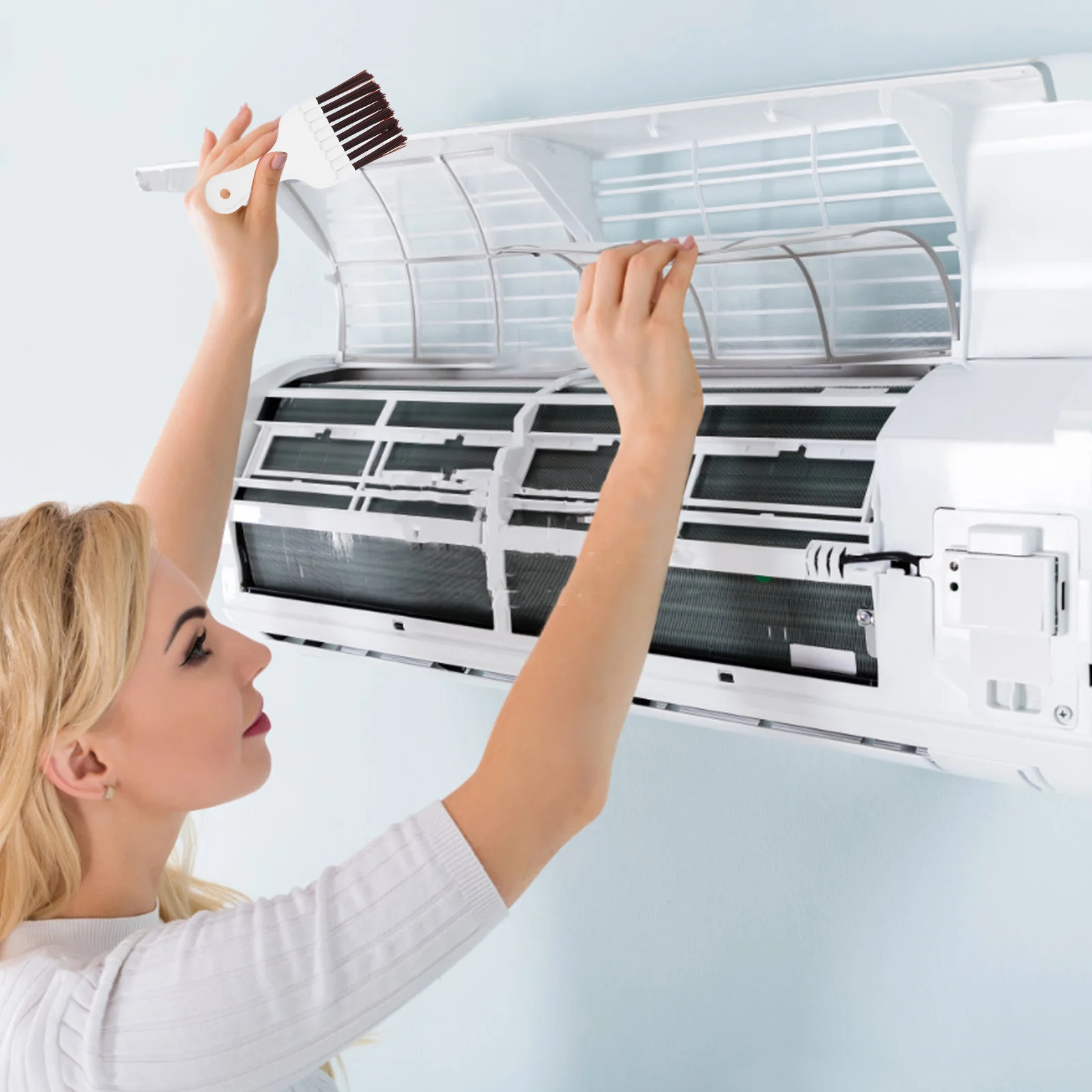 

4pcs Condenser Brush Soft Flexible Bristles For Hvac Refrigerator Air Conditioner Coil Cleaning Plastic Brushes Mini