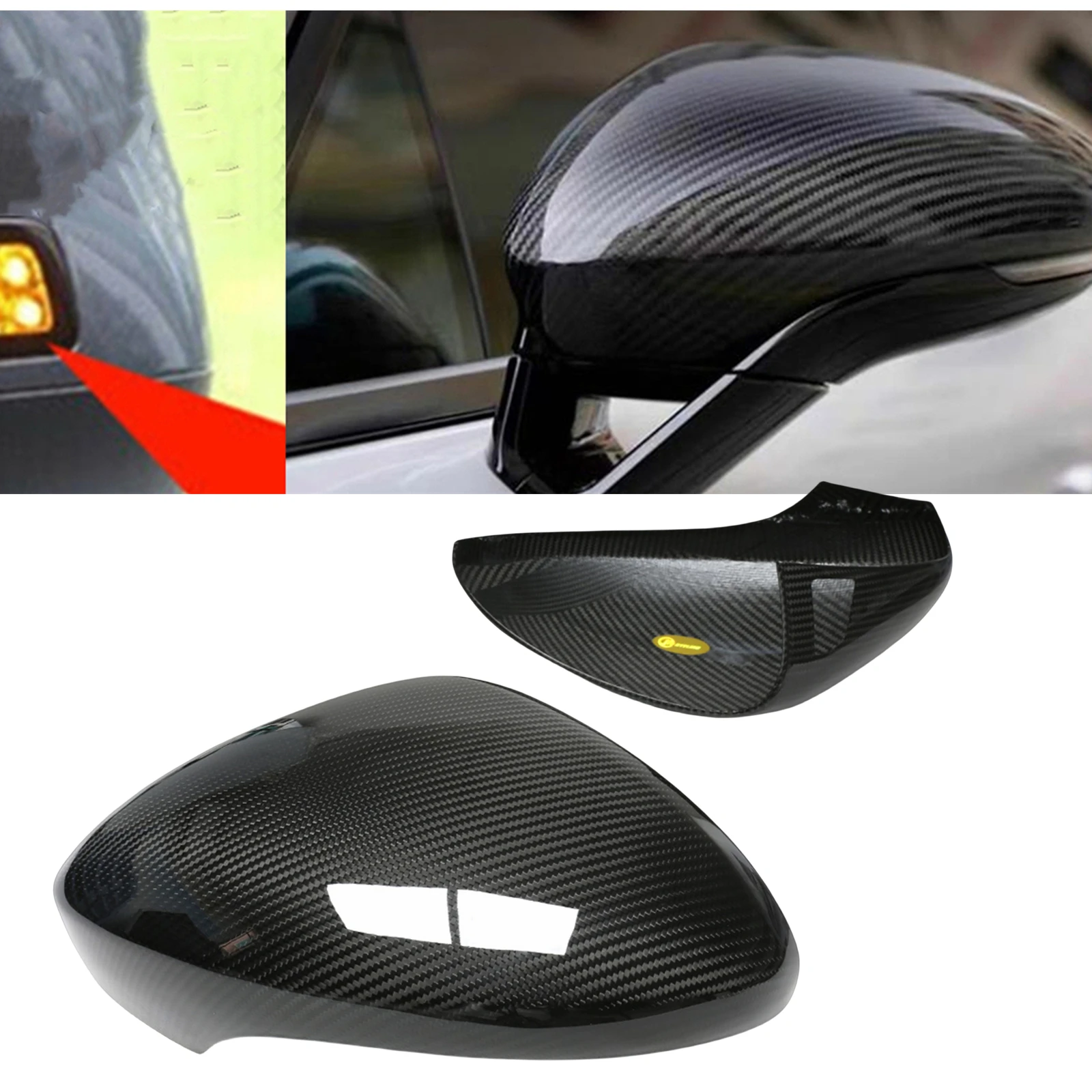 2PCS Car Exterior Rearview Mirror Cover Rear View Cap Case Shell with Assitant Hole Stick on For Porsche Panamera 971 2017