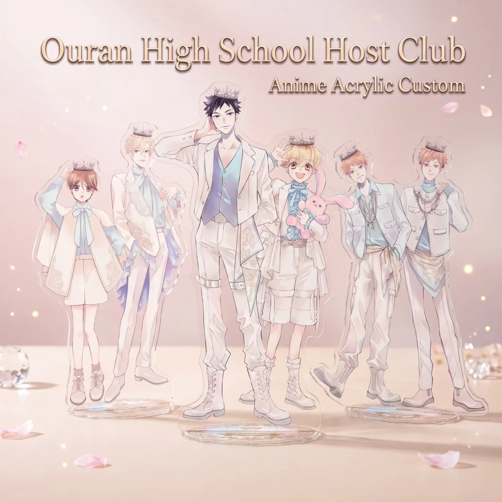 Anime Ouran High School Host Club Combo Acrylic Stand Keychain Tamaki Kyoya Hikaru Kaoru Cute Figurine Merch Custom