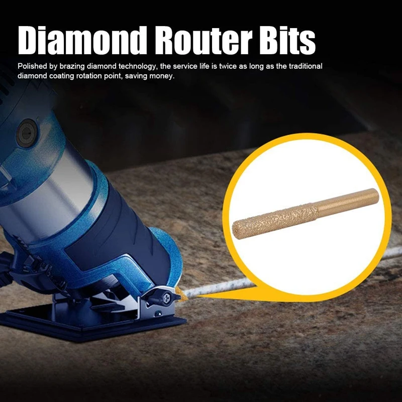 Diamond Bits Brazed Diamond Straight Router Bit Cutting Of Stone Quartz Stone Trimming Machine