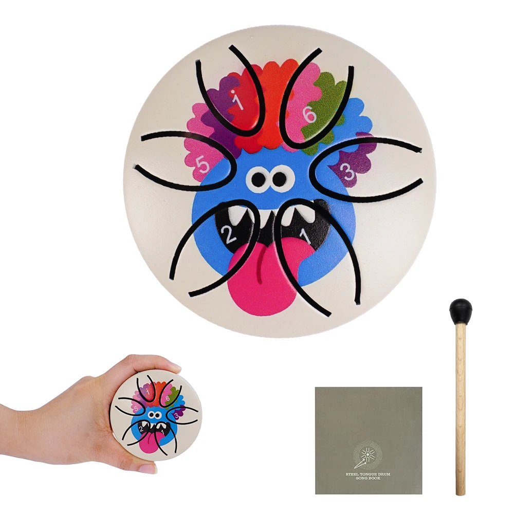 Dozzly Mini-Handpan-Trommel, 7,6 cm, 6 Noten, Stahlzunge, Chakra-Trommel, bunte Muster für Yoga, musikalisches Geschenk – Detail 8