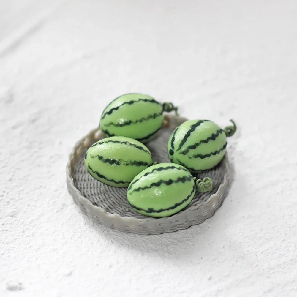 3Pcs 1/12 인형 집 액세서리 소형 수지 수박 미니 과일 모델 인형 집 장식 OB11